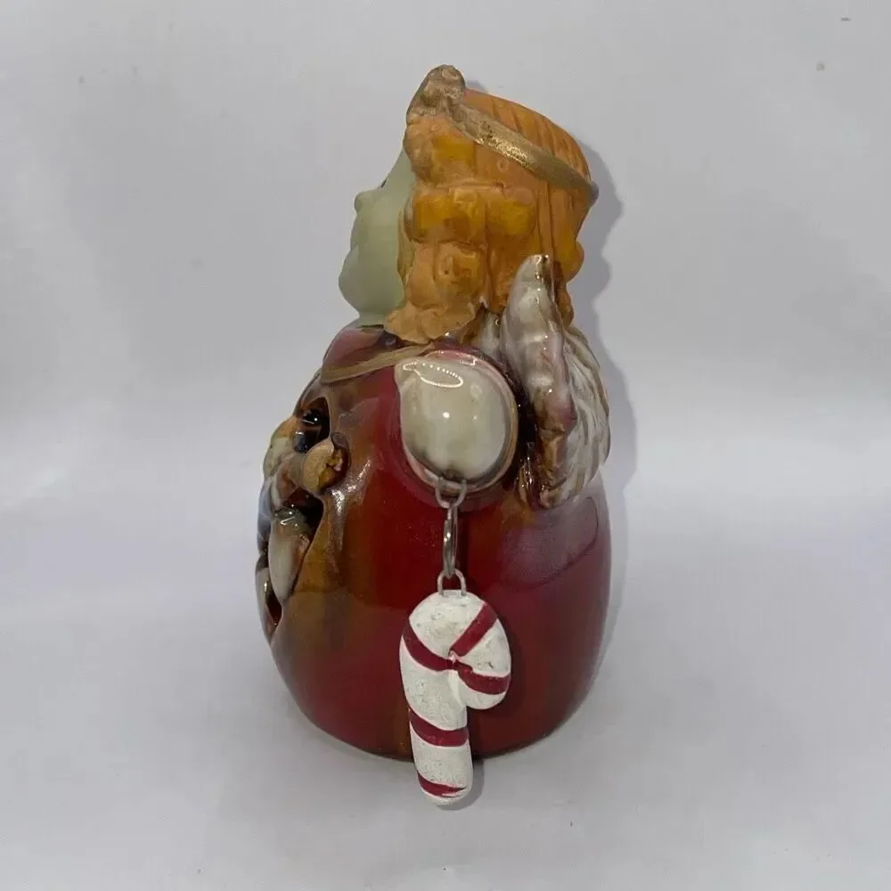 Ceramic Standing Holiday Angel Holding Stocking Candy Cane 4.75